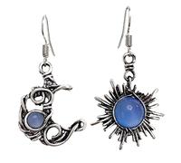 Boho Opal Sun e Moon Droperning Orecchini a pietra lunare Gancio di pietra naturale bohémien per donne ragazze asimmetriche Antiched Celestial Jewelry