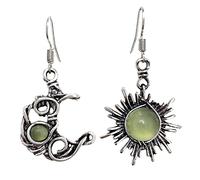 Boho Opal Sun e Moon Droperning Orecchini a pietra lunare Gancio di pietra naturale bohémien per donne ragazze asimmetriche Antiched Celestial Jewelry