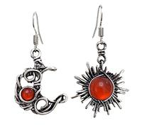 Boho Opal Sun e Moon Droperning Orecchini a pietra lunare Gancio di pietra naturale bohémien per donne ragazze asimmetriche Antiched Celestial Jewelry