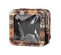 Boho Pattern Dark Cute Dogs Cute Travel Makeup Bag Clear Borse da viaggio per articoli da toeletta Piccola borsa cosmetica per la borsa per il volo