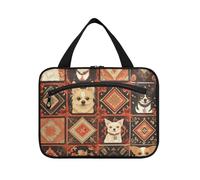 Boho Pattern Dark Cute Dogs Hanging Toiletry Bag Hanging Travel Organizer con gancio, Designer Chic Snack Bag per Viaggi Essentials Lavoro bolso para maquillaje L