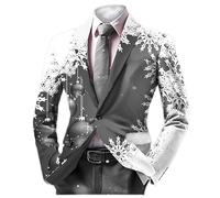 Boho per Uomo, Due Bottoni, Stile Etnico retrò, Giacca Casual da Lavoro Aperta sul Davanti (Grey, L)