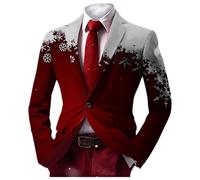 Boho per Uomo, Due Bottoni, Stile Etnico retrò, Giacca Casual da Lavoro Aperta sul Davanti (Watermelon Red, XXXL)