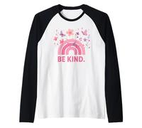 Boho Pink "Be Kind" regalo con farfalle e buone vibrazioni Maglia con Maniche Raglan