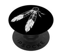 Boho Piuma Acchiappasogni Disegno Tribale Piuma Linea Art PopSockets PopGrip Adesivo