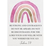 Boho Prayer Room Decor Inspirational Bible Verse Art Scripture Print Joshua 1:9 Christian Wall Decor Gift for Home Office(Framed,12x18inch(30x45cm))