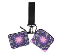 Boho Purple Mystery Moon - Porta carte da donna, con tasca portamonete con cerniera, confezione da 2, boho viola misterioso luna, 1 taglia, casual, Boho Viola Mistero Luna, 1 size, casual