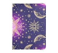 Boho Purple Mystery Moon - Porta passaporto e carte di vaccino in pelle per documenti di viaggio, organizer per documenti di viaggio, custodia per passaporto, documenti da viaggio, portafoglio per