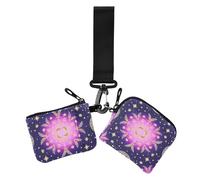Boho Purple Mystery Moon - Portafoglio doppio da donna, formato compatto, porta carte d'identità, con portachiavi, per lavoro e viaggi, confezione da 2, boho viola mistero luna, 1 size, Casual