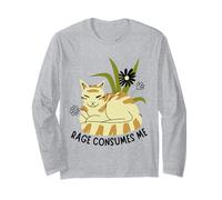 Boho Rage Consumes Me Funny Floral Cat Sarcastic Kitten Maglia a Manica