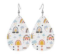 Boho Rainbow Orecchini in pelle a pois colorati per le donne Ciondola l'orecchino con ciondolo a goccia con regali a gancio per ragazza adulta