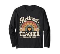 Boho Rainbow Retired Teacher Class of 2026 Funny Retirement Maglia a Manica