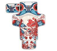 Boho Red Blue Frog - Fasciatoio riutilizzabile con tasca in tessuto fasciatoio da viaggio con cuscino integrato cambiador de pa?ales para Bebes