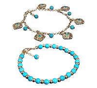 Boho Rhinestone Flower Beads Turquoise Foot Chain Anklet Stylish Handy and professional