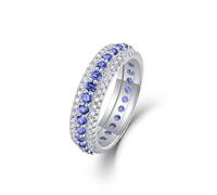 Boho Ringe, Heiratsantrag Ring Eleganter Ring mit 0,87 Ct Labor Saphir und Moissanit Silber 9K Weißgold Größe 60 (19.1)