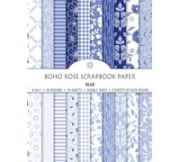 Boho Rose Scrapbook Paper: Blue - Shabby Chic Floral and Patterned Paper, 20 Sheets, 8.5x11, 20 Designs, Color Printed, Double Sided, Craft Paper Pad