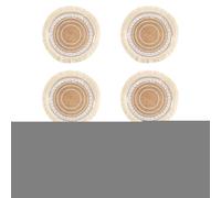 Boho Round Set Of 6-38x38x0.1cm Kitchen Plate Mats For Dining Table | Bohemian Burlap Circle Placemat, Handmade Woven Round Table Mats For Home Wedding Parties