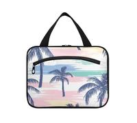 Boho Semplice Stile Isola Albero di Cocco Appeso Grande Capacità Cosmetico da Viaggio con Gancio, Designer Pieghevole Makeup Bag per Auto per Viaggiatore Vacanza bolsas para maquillaje L