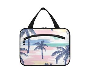 Boho Semplice Stile Isola Albero di Cocco Appeso Grande Capacità Cosmetico da Viaggio con Gancio, Designer Pieghevole Makeup Bag per Auto per Viaggiatore Vacanza bolsas para maquillaje L