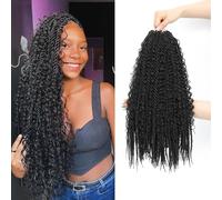 Boho Senegalese Twist Crochet Hair 8 Packs Pre Looped Goddess Island Passion Twist Crochet Braids Hair Extensions for Black Women (1B, 18inch)