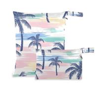 Boho Simple Style Island Coconut Tree borse impermeabili per panno 2 Pack sacchetto bagnato per costume da bagno con manici per piscina, yoga