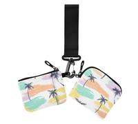 Boho Simple Style Island Coconut Tree - Portamonete da donna, porta carte di credito, con cerniera, portafoglio con portachiavi, per uso quotidiano, 2 pezzi, boho stile semplice Isola albero di cocco
