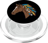 Boho Spirit Cavallo Marrone Con Piume Colorate In Criniera PopSockets PopGrip per MagSafe