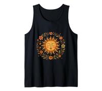 Boho Spiritual Sun Bohemian con Ghirlanda Floreale Arte Canotta