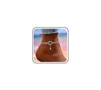 Boho Stratificato Matrimonio Scintillante Amore Cuore Strass Cavigliera Bracciale Argento Dainty Cz Tennis Diamante Cavigliera Sandali A Piedi Nudi Mini Cristallo Ciondolo Piede Catena Delicata Donne