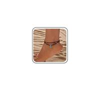 Boho Stratificato Sandali A Piedi Nudi Cavigliera Bracciale Turchese Ciondolo Cavigliera Piede Catena Perlina Marrone Pelle Cowboy Alzavola Occidentale Cowgirl Estate Spiaggia Vacanza Semplice Donne