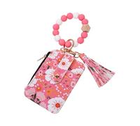 Boho Style Beaded Tassel Keychain Wallet, Womens Boho Beaded Wristlet Wallet Keychain, Credit Card Holder Purse (B#)