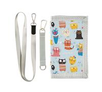 Boho Style Cats Colorful trifold uomini portafoglio regali per giovani Trendy portafogli sottili con cordino, stile boho gatti colorati, 1 size