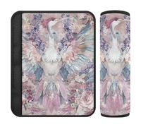 Boho Style Fiore Floreale Bianco Gru 2 Pack seggiolino auto Cintura Pad Più Comfort Guida per Borsa Protector para cinturón de carro
