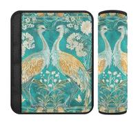 Boho Style Fiore Floreale Verde Gru 2 Pack Cintura di Sicurezza Tracolla Pad Stop Cintura di Sicurezza Taglio nel Collo per Borsa funda para cinturón de carro