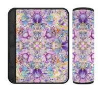 Boho Style fiore floreale viola 2 pz cintura di sicurezza protezione rilascio stress al collo e spalle per SUV forro para cinturon de seguridad
