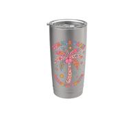 Boho Summer Oasis Paradise attende una palma tropicale retrò Bicchiere termico in acciaio inox doppia parete