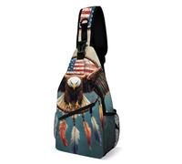Boho Totem Native American Flag Eagle Dream Catcher Uomo Donna Sling Bag Piccolo Zaino Monospalla Leggera Borsa A Tracolla Per Treeking Ciclismo Lavoro