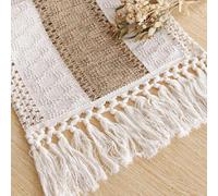 Boho Tovaglia Macrame Tovaglie per la decorazione domestica Tovaglia macrame crema e marrone con nappe per decorazione rustica della camera da letto e cena boho Bridal Shower 120 cm*30 cm,50cm*30cm,16