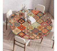 Boho - Tovaglia rotonda, per esterni, lavabile, rotonda, elastica, resistente alle intemperie, con elastico, per balcone, giardino (stile 2,70 cm)