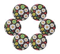 Boho Trendy Daisy Floral Bianco Nero Tovagliette rotonde in vinile tovagliette resistenti al calore impermeabile primavera doiles para poner los platos en la mesa 39,1 x 39,1 cm set di 6