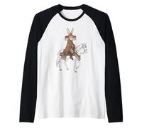 Boho Tribal Bunny Cavaliere Coniglio Cavallo Southwestern Art Maglia con Maniche Raglan