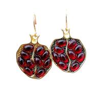 Boho Vintage Frutta Melograno Orecchini Pendenti Per Le Donne Cristallo Rosso Zircone Gancio Earr