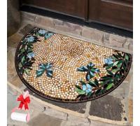 Boho Vintage Half Round Door Mat,Semicircular Absorbent Non Slip Soft Floor Carpet,Indoor Outdoor Semi Circle Entrance Rug for Kitchen Patio Front Door Mat Decor
