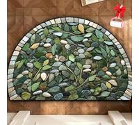 Boho Vintage Half Round Door Mat,Semicircular Absorbent Non Slip Soft Floor Carpet,Indoor Outdoor Semi Circle Entrance Rug for Kitchen Patio Front Door Mat Decor