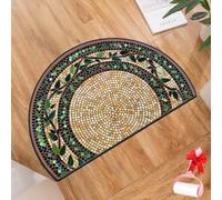 Boho Vintage Half Round Door Mat,Semicircular Absorbent Non Slip Soft Floor Carpet,Indoor Outdoor Semi Circle Entrance Rug for Kitchen Patio Front Door Mat Decor