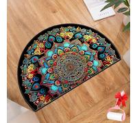 Boho Vintage Half Round Door Mat,Semicircular Absorbent Non Slip Soft Floor Carpet,Indoor Outdoor Semi Circle Entrance Rug for Kitchen Patio Front Door Mat Decor