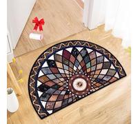 Boho Vintage Half Round Door Mat,Semicircular Absorbent Non Slip Soft Floor Carpet,Indoor Outdoor Semi Circle Entrance Rug for Kitchen Patio Front Door Mat Decor