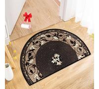 Boho Vintage Half Round Door Mat,Semicircular Absorbent Non Slip Soft Floor Carpet,Indoor Outdoor Semi Circle Entrance Rug for Kitchen Patio Front Door Mat Decor