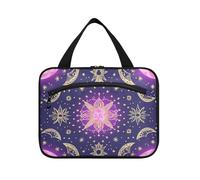Boho Viola Mistero Luna Appeso Borsa da Viaggio con Gancio Appeso con Gancio, Designer Unisex Toilette Bag per le Donne Must Haves Bagno estuche de maquillaje para Mujer L