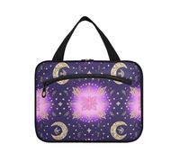 Boho Viola Mistero Luna Appeso Borse da Viaggio con Gancio, Designer Lavabile Borsa per Articoli da toeletta per Donna WC estuche para maquillaje L